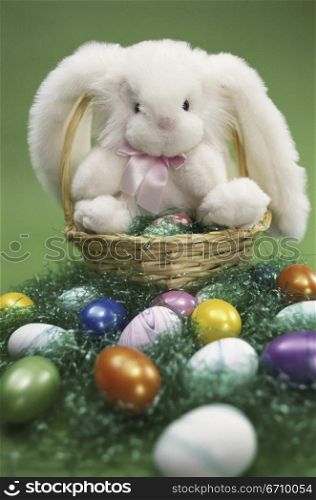 Easter bunny in an Easter basket
