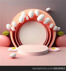 Easter Celebration Podium Scene with Pink 3D Eggs Decoration for Product Display