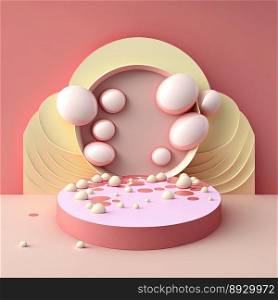 Easter Celebration Podium Scene with Pink 3D Eggs Decoration for Product Promotion