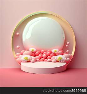 Easter Celebration Podium Scene with Pink 3D Eggs Decorative for Product Sales