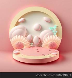 Easter Celebration Podium with Pink 3D Eggs Decoration for Product Promotion