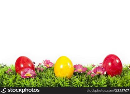 Easter - colorful easter eggs on grass