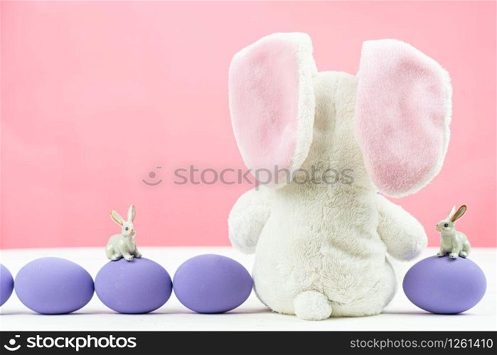 Easter day little Bunny rabbit With Decorated Eggs