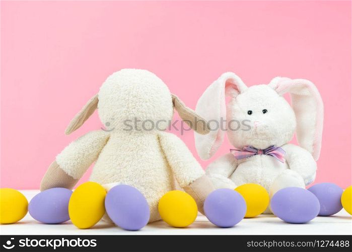 Easter day little Bunny rabbit With Decorated Eggs