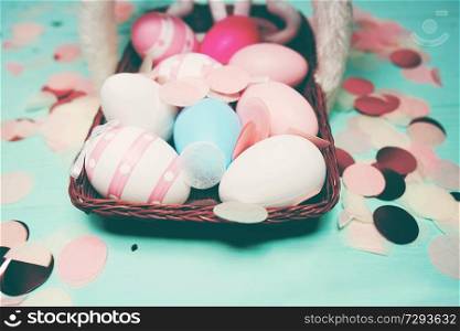 Easter decoration background with easter eggs