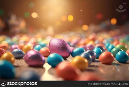 Easter decoration with Easter eggs. Easter Festive concept background.