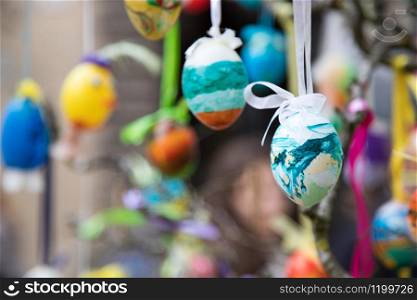 Easter egg: Close up of traditional selfmade european easter decoration.