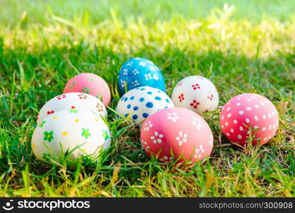 Easter egg ! happy colorful Easter sunday hunt holiday decorations Easter concept backgrounds