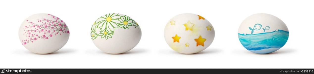 Easter egg on white background. Collection.