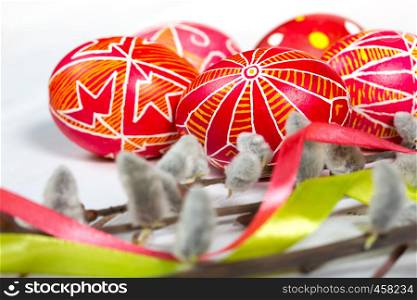 Easter egg Pysanka on a white background