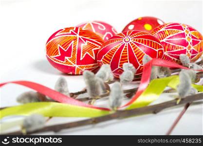 Easter egg Pysanka on a white background