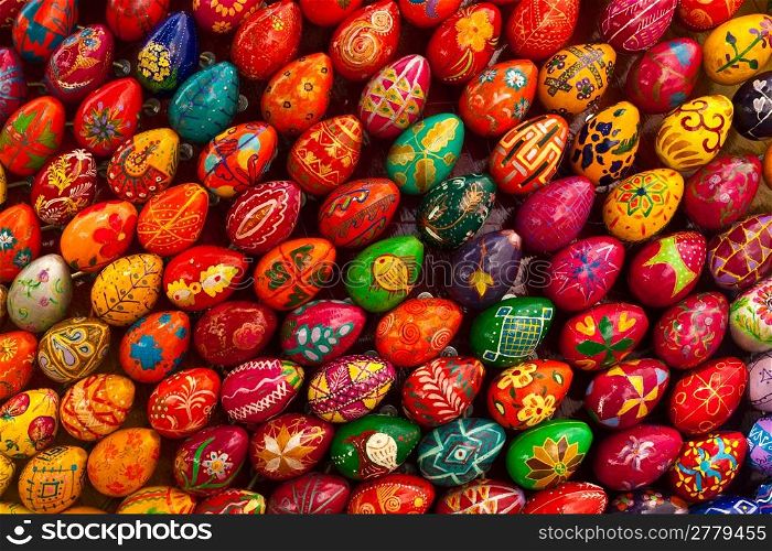 Easter eggs. Abstract colored background.