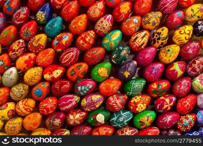 Easter eggs. Abstract colored background.