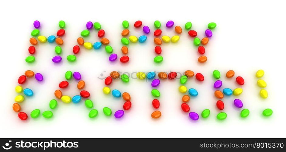 "Easter eggs as a "Happy Easter" greeting on white background"