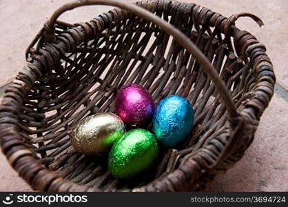 Easter eggs in a basket