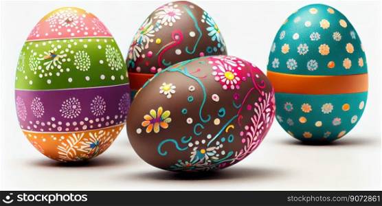 Easter eggs of different colors with color background