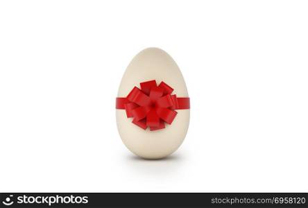 Easter eggs with red ribbon isolated on white background, 3d ren. Easter eggs with red ribbon isolated on white background, 3d render. Easter eggs with red ribbon isolated on white background, 3d render