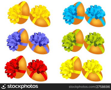 easter eggs with ribbon. vector