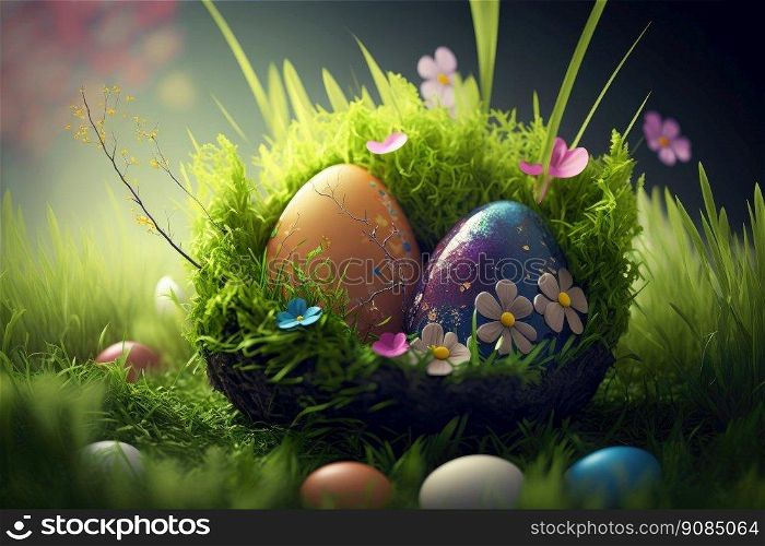 Easter Greeting Background. Illustration Generative AI. Easter Greeting Background. Illustration AI Generative