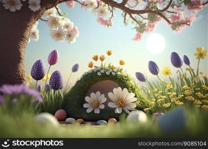 Easter Greeting Background. Illustration Generative AI. Easter Greeting Background. Illustration AI Generative