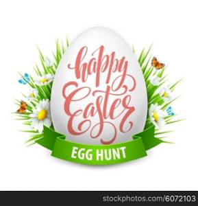 Easter greeting lettering. Eggs and flowers. Vector illustration. Easter greeting lettering. Eggs and flowers. Vector illustration EPS10