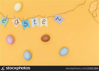easter inscription pennants with eggs