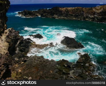 Easter Island coastline. Easter Island coast, rocks and ocean.. Easter Island coastline. Easter Island coast, rocks, ocean.