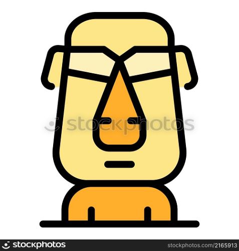 Easter Island tiki head icon. Outline Easter Island tiki head vector icon color flat isolated. Easter Island tiki head icon color outline vector