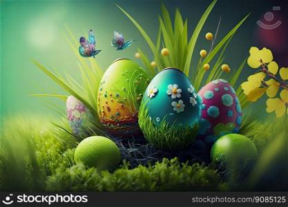 Easter Magic background. Illustration Generative AI. Easter Magic background. Illustration AI Generative