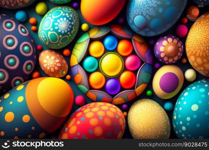 Easter Pa∫ed Eggs Colourful Pattern Background. Ge≠rative AI. High quality illustration. Easter Pa∫ed Eggs Colourful Pattern Background. Ge≠rative AI