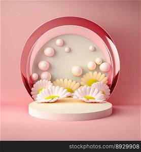 Easter Podium Scene with Pink 3D Eggs Decorative for Product Display