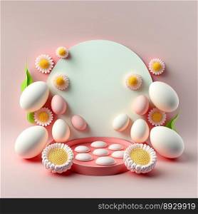 Easter Podium Scene with Pink 3D Eggs Decorative for Product Display