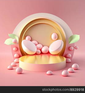 Easter Podium Scene with Pink 3D Eggs Decorative for Product Promotion