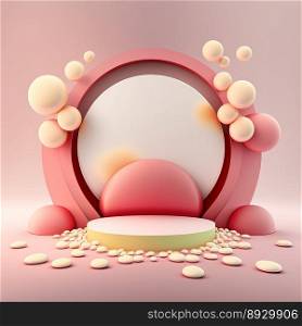 Easter Podium Scene with Pink 3D Eggs Decorative for Product Sales