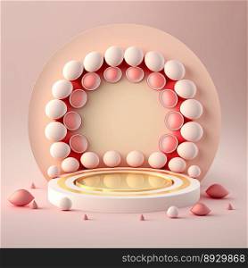 Easter Podium Scene with Pink 3D Render Eggs Decorative for Product Promotion