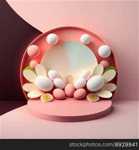 Easter Podium with Pink 3D Eggs Decoration for Product Promotion
