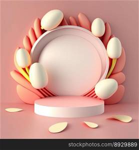 Easter Podium with Pink 3D Eggs Decorative for Product Presentation