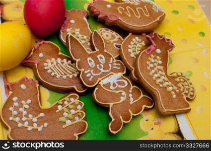 Easter / Spring Gingerbread - Domestic Animals Shaped Ginger Breads and Painted Eggs