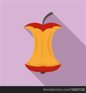Eaten red apple icon. Flat illustration of eaten red apple vector icon for web design. Eaten red apple icon, flat style
