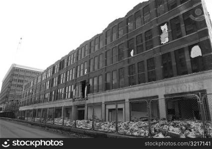 Eatons Building Demolition - Winnipeg, Manitoba, Canada in winter