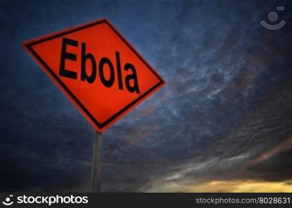 Ebola warning road sign with storm background