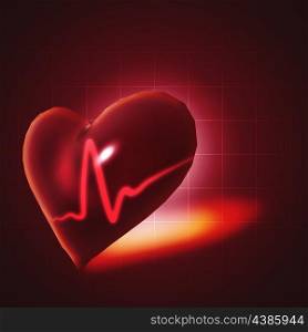 ECG abstract backgrounds with human 3D rendered heart