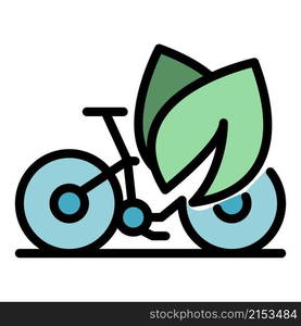 Eco bike ride icon. Outline eco bike ride vector icon color flat isolated. Eco bike ride icon color outline vector