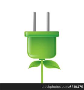 eco, bio, energy saving concept - green electric plug illustration