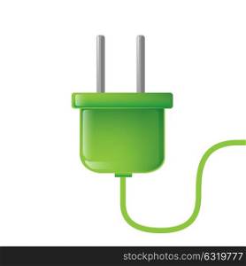 eco, bio, energy saving concept - green electric plug illustration
