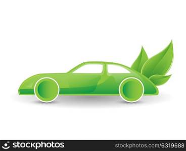 eco, bio, hybrid energy concept - green electric car illustration