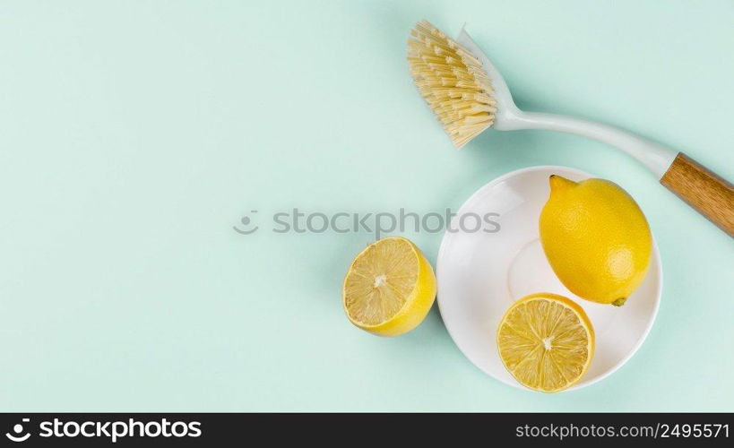 eco cleaning halves lemon top view