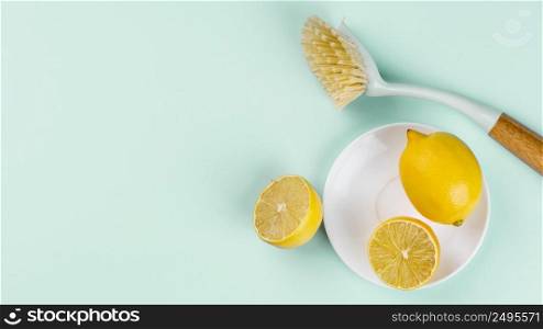 eco cleaning halves lemon top view