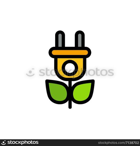 Eco, Electricity, Nature Flat Color Icon. Vector icon banner Template