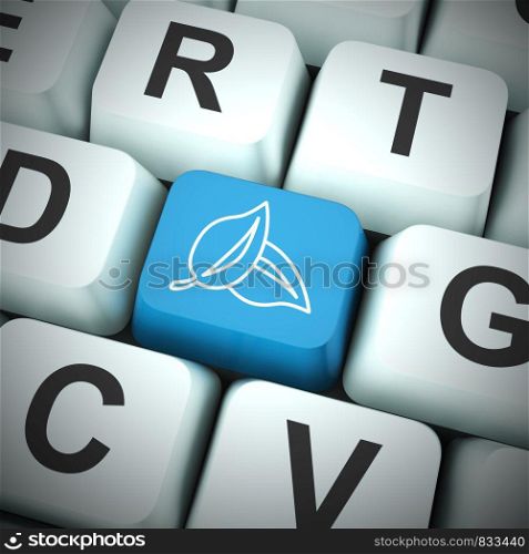 Eco-friendly concept icon means environmentally natural. Protection of the earth and recycling - 3d illustration. Leaves Icon Computer Key For Recycling And Eco Friendly